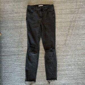 Madewell black/grey distressed high rise skinny jeans 27